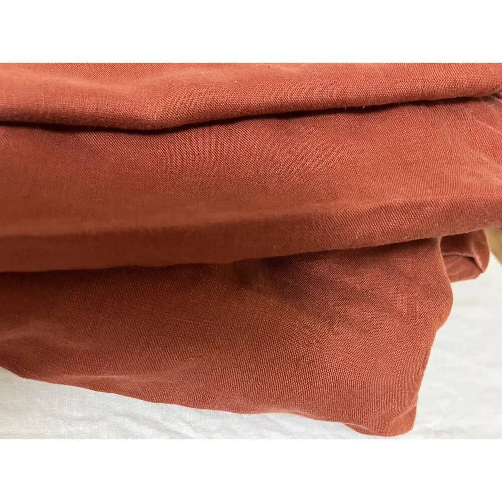 POTTERY BARN 100% FLAX LINEN DUVET COVER Twin Rust RED BERRY